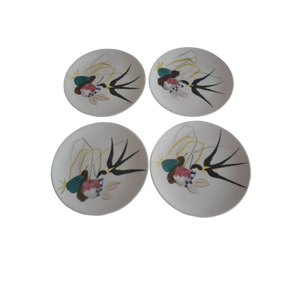 Lot 4 Red Wing Capistrano 6.5” Plates Mid Century MCM Bread Dessert Hand Painted - Picture 1 of 3